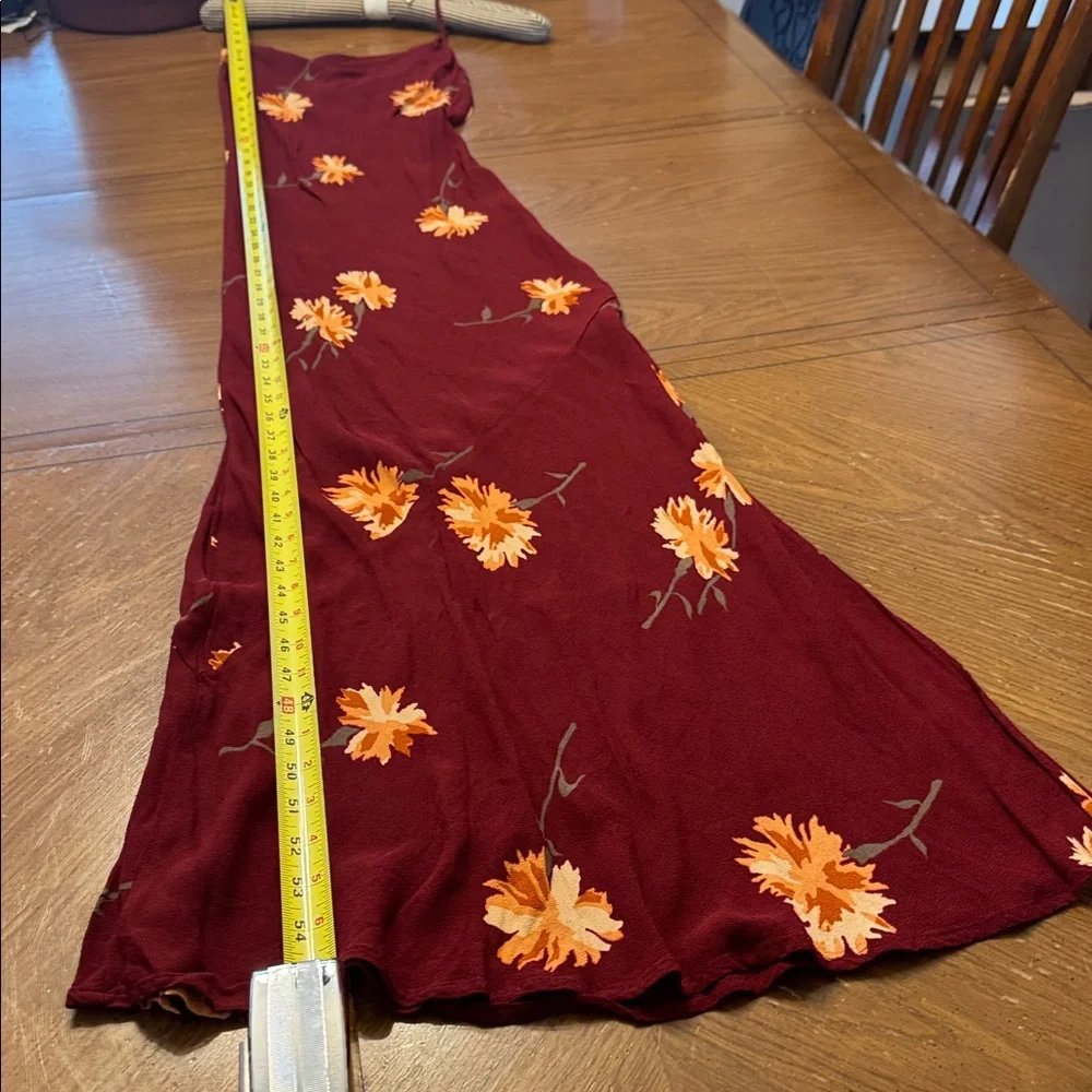 Reformation Santiago Floral Boho Dress Auburn Drape Neck Dramatic Slit Size XS - Picture 8 of 15